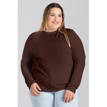 Imagem de Blusa Feminina Manga Longa Plus Size Térmica Peluciada - Serena, Marro