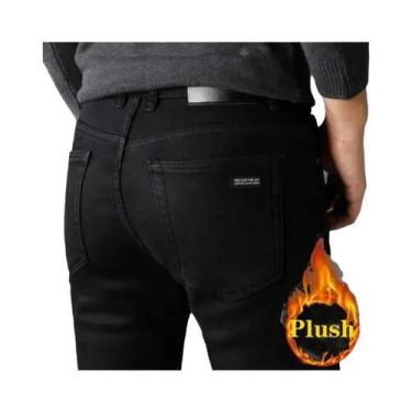 Imagem de Calças Jeans Masculinas Pretas Em Denim Stretch Clássicas Moda Primave
