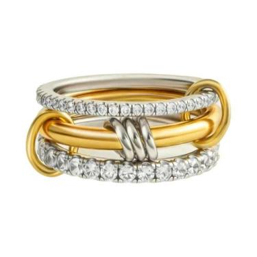 Imagem de Anel Feminino De Prata Esterlina 925 Com Zircônia Entrelaçada Em Múlti