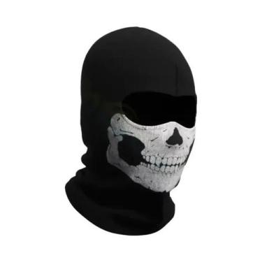Imagem de Balaclava De Motocicleta Com Estampa De Caveira, Corta-Vento, Forro Pa