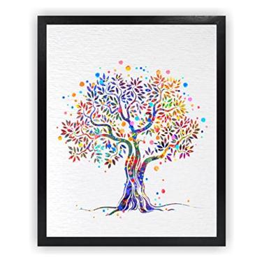 Imagem de Pôster de arte de parede Digromance Studios árvore natureza amor aquarela arte impressão de arte de parede menino quarto menina decoração de quarto arte berçário impressão de arte Dia das Mães aniversário N032, N032-Tree, 8X10 Inch