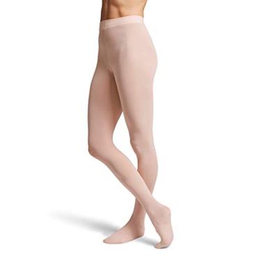 Imagem de Meia-calça feminina com contorno e pés macios Bloch Dance, rosa, Child-Petite