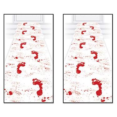 Imagem de Beistle S00387AZ2 Bloody Footprints Runners 2 Piece, 24" x 10', White/Red