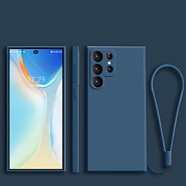Imagem de Capa de telefone com alça de pulso de silicone líquido para Samsung S22 Ultra S21 Plus S20 FE Note 20 10 Pro S10 Lite S9 S8 Capa macia, azul marinho, para nota 10 Lite
