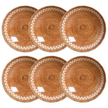 Imagem de Conjunto com 6 Pratos Fundos Porto Brasil Coup Pineapple Natural em Faiança Feldspática 21 cm - Estampado