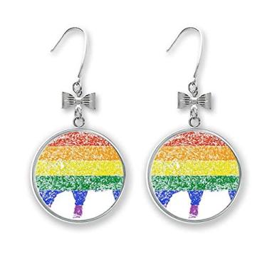 Imagem de Arco-íris Gay Porco LGBT Brincos de laço com gancho perfurado