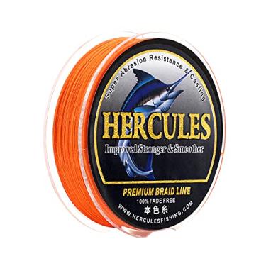 Imagem de HERCULES Linha de pesca trançada, não desbota, 109 Jardas Linhas de PE, 4 fios Linha de peixe multifilamento, 80 Libra Teste para água salgada e água doce, Laranja, 80 Libra, 100m
