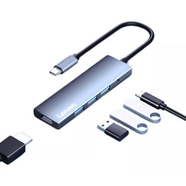 Imagem de LEN0V0 USB C Hub S705 com carregamento PD de 100 W, Adaptador Tipo C para HDMI 4K 30 Hz, USB Hub 3.0 Portas de transferência de dados de 5 Gbps, Compatível com MacBook Pro/Air 2023 M2/M1, iPad Pro/Air