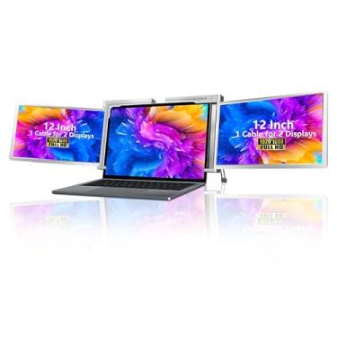 Imagem de Monitor Portátil Triplo de 12 Polegadas, Full HD 1080P Portátil Monitor Extensor de Tela Dupla para Laptop de 13,3 a 16,1 pol.