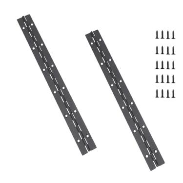 Imagem de 2 dobradiças de piano resistentes, dobradiças pretas contínuas e de piano de 30 cm, espessura de 0,1 cm, largura aberta de 3 cm, ideal para portas de armário dobráveis, dobradiças de móveis de aço