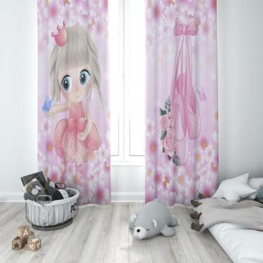 Imagem de Cortina Tecido Oxford Quarto Infantil Bailarina Rosa Sapatilhas - 140x