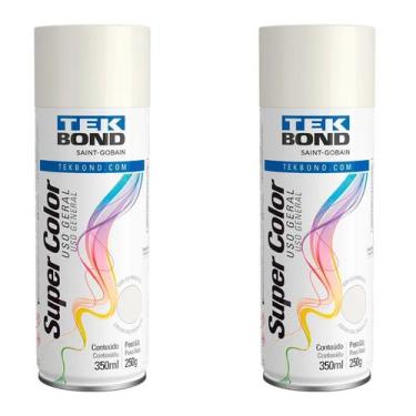 Imagem de Kit 2x Tinta Spray Branco Brilhante Pintura Geladeira Metal  - Tekbond