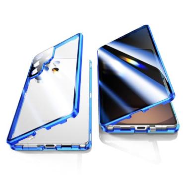 Imagem de Jonwelsy Capa antiespião para Samsung Galaxy S25 Ultra, capa de vidro temperado com privacidade frontal e traseira de 360 graus, tela antiespião, amortecedor de metal de adsorção magnética antiespião