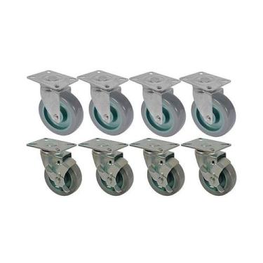 Imagem de Kit 8 un roda rodízio giratório freio pvc bp 2 pol 50mm - AJAX