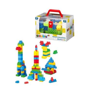 Imagem de Maleta com Blocos Coloridos 60 Peças Cubic JR Multikids - BR2347