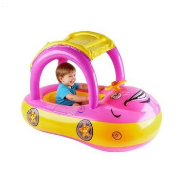 Imagem de Boias para Piscina de Bebé | Flutuador de Natação Infantil para Bebé,Brinquedo Flutuador Inflável Forma de Carro com Toldo para Água Lago Piscina Verão