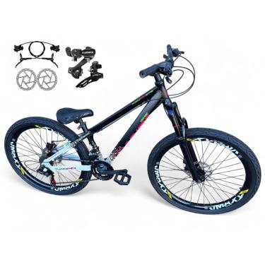 Imagem de Bicicleta Aro 26 Vikingx Tuff Freeride Câmbios Shimano 21v Freio Hidráulico Aros Vmaxx DH Pneu Flame-Unissex