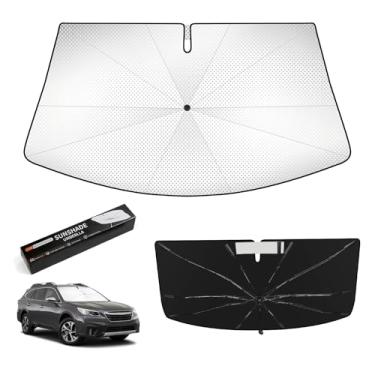 Imagem de Veenjoy Guarda-sol de para-brisa para Subaru Outback 2020-2025, bloqueio de calor mantém o carro fresco, proteção UV Para-brisa, escudo de chuva de emergência e protetor de painel - Prata ICY