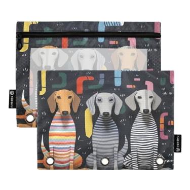 Imagem de Wassud Dachshunds Pacote com 2 Pastas de fichário com 3 furos, pasta organizadora de arquivos para casa, escritório