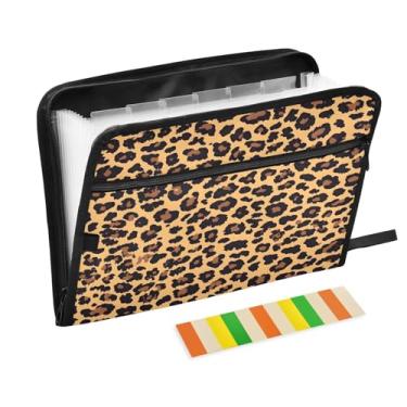 Imagem de CEBUGI Pasta expansível de 13 bolsos, impermeável, sanfonada, organizador de arquivos com etiquetas tamanho A4, organizador de documentos de papel para escola, material de escritório, impressão animal