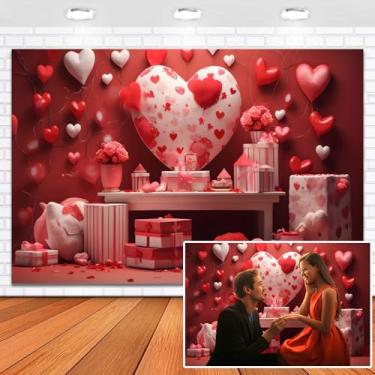 Imagem de Leowefowa Pano de fundo para fotos de dia dos namorados, 3 x 2,4 m, vinil vermelho, amor, coração, para fotografia, foto, caixa de presente, fundo rosa vermelha, para decoração de casamento, decoração