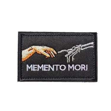 Imagem de Memento Mori emblema tático de moral engraçado bordado com gancho e laço para colete militar MOLLE bolsa design militar legal para personalizar roupas, capacetes e equipamentos de academia, adesivos