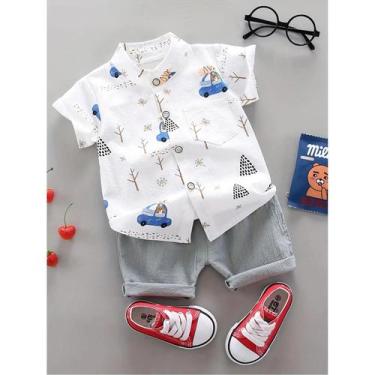 Imagem de Conjunto Infantil de Camisa e Shorts com Estampa de Urso - Manga Curta