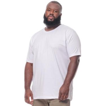 Imagem de Camiseta Plus Size Lisa Masculina Básica Algodão Branca - Anistia Moda