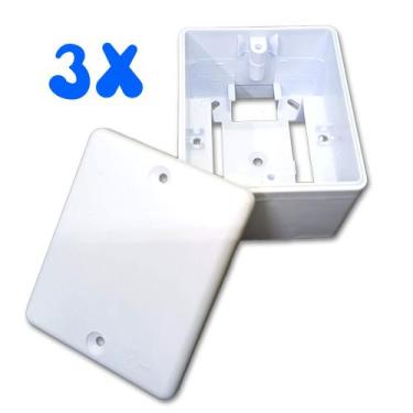 Imagem de Kit 3 Caixa Sobrepor Sistema X com Placa Cega p/ Cftv Balun Passagem C