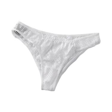 Imagem de Lingerie Sexy Feminina Com Cintura Baixa Em Renda, Tanga Transparente 