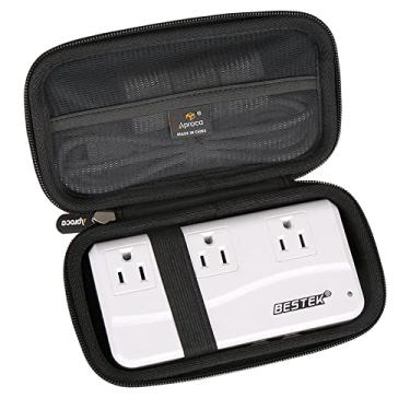 Imagem de Aproca Capa de viagem de armazenamento rígido para adaptador de viagem universal BESTEK conversor de voltagem 220V a 110V (preto)