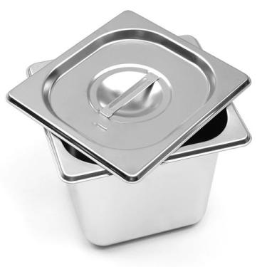 Imagem de Kit Cuba Gastronômica Inox Gn 1/6 150mm Com Tampa Gn 1/6 - Triboshop, 
