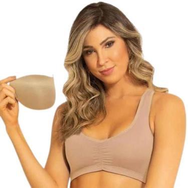 Imagem de Top Nadador Fitness Academia Com Bojo Removível Liso Feminino Treino S