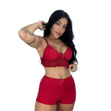 Imagem de Kit Até 5 Short Doll Lara Liso Tecido Suave Romantic com Renda e Model