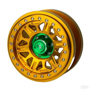 Imagem de BEAXTURBO Racing Upgrade Parts RC CNC 2.9''Aluminum Bead Lock Wheel-B for Axial SCX6 Trail Honcho Gold 1/6 1PCS (Gold/Green)