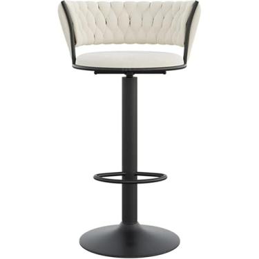 Imagem de Banquetas De Bar De Café Da Manhã De Cozinha Banquetas De Altura De Balcão Com Encosto Assento De Veludo Cadeiras De Balcão Acolchoadas Cadeiras De Bar Bancos, Black Leg White Pad, 65-80cm