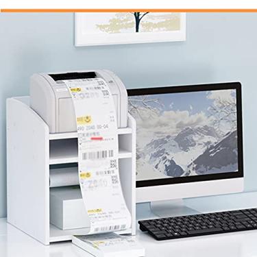 Imagem de Suporte de impressora para mesa, suportes de impressora de 3 níveis com armazenamento para casa e escritório, suporte de impressora de mesa para impressoras, máquina de fax, scanner, material de