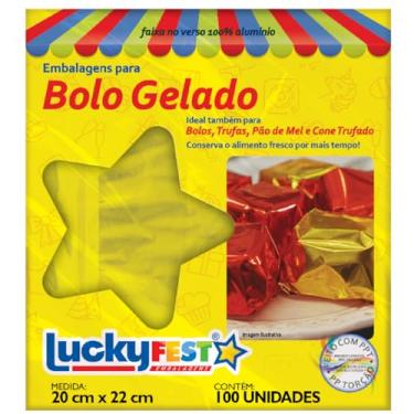 Imagem de Embalagem para Bolo Gelado LuckyFest 20x22cm Ideal para Bolos Gelados, Trufas, Cone Trufado (Ouro Brilhante)