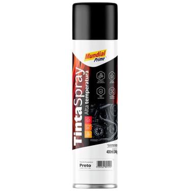 Imagem de Tinta Spray Mundial Prime Alta Temperatura Preto Fosco 400ml