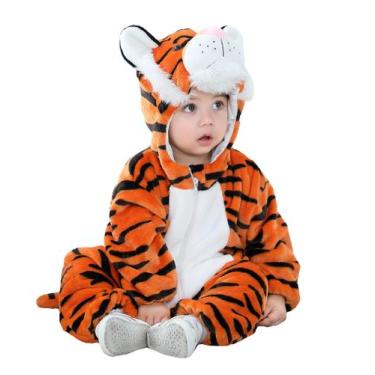 Imagem de Fantasia TONWHAR, macacão unissex para bebês, Orange Tiger 3-4T