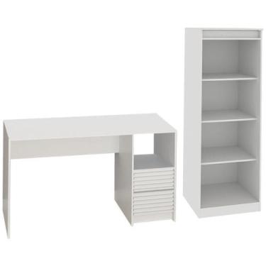 Imagem de Escrivaninha E Estante Para Escritorio Me4174 Me4150 Branco - TECNO MO