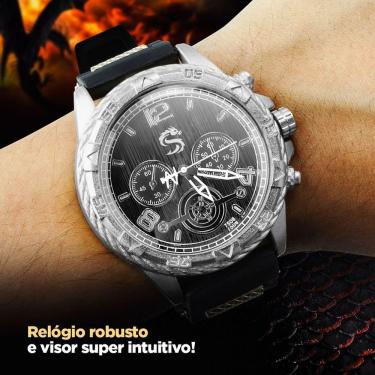 Imagem de Relogio Masculino Aço Inox Prata Grande Original + Caixa