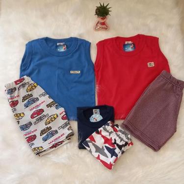 Imagem de Kit 3 Conjuntos masculino /com bermuda moleton - EBoy , Vermelho, P