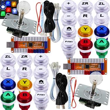 Imagem de SJ@JX Lâmpada de controle de LED Arcade Game Codificador USB para 2 jogadores, gamepad, Cherry MX, Microswitch, botão de luz de 8 direções, joystick de LED para Nintendo Switch, PC, PS3, retropie,