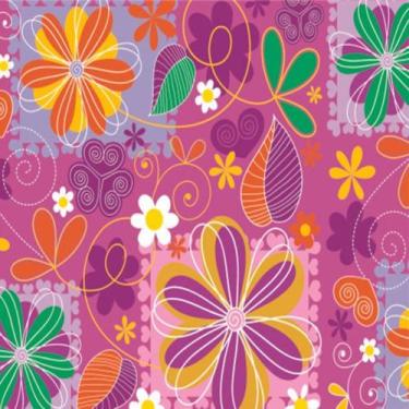 Imagem de Papel de Presente Bobina Couchê 60CM Modelo 191 Flores e Cores - 100 M