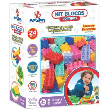 Imagem de Brinquedo para Montar KIT Blocos de Encaixe 24 Peças Sortidas - Merco 