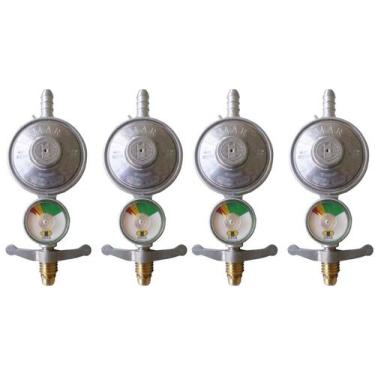 Imagem de Kit 4 Medidor De Gás Manômetro Registro Regulador Válvula - IMAR