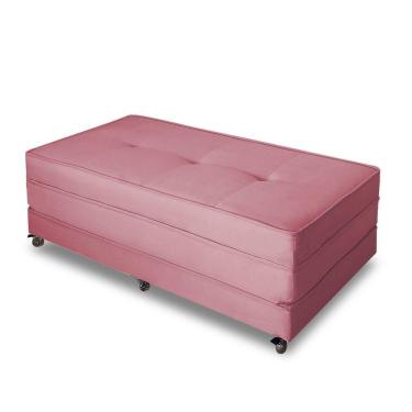 Imagem de Puff Cama Dobrável Casal Cor Suede Rosê