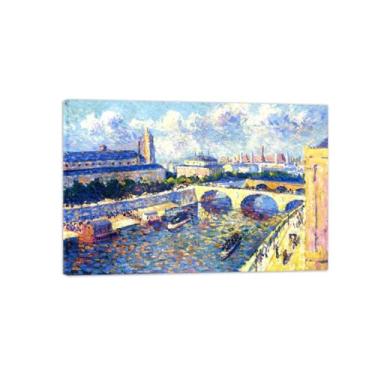 Imagem de MUHJDYC Impressão em tela famosa de arte de parede - Imagem de paisagem urbana em tela - Reprodução de pintura de arte de artista - pôster para decoração de casa (cais 40 x 60 cm) tela embrulhada