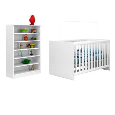 Imagem de Berço Quarto Bebê Mini Cama Certificado Pelo Inmetro Doce Sonho E Armário Multiuso Bell Q02 Branco